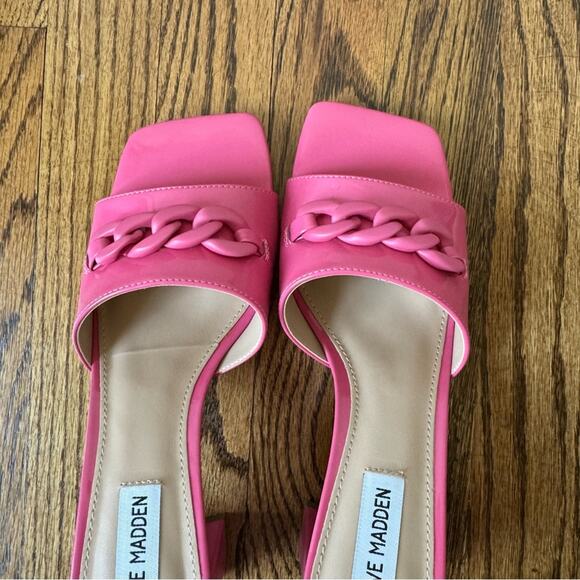 NIB Steve Madden Rego Pink Chain Slide Heel Sandal - Picture 3 of 5